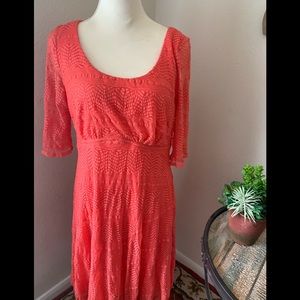 CB Brand tangerine lacy empire dress - Size 14